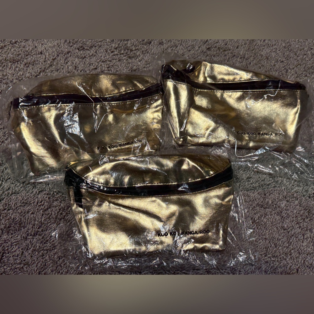 Koo Koo Kanga Roo Shiny Gold Fanny Packs- Set of 3- Brand New in original bag